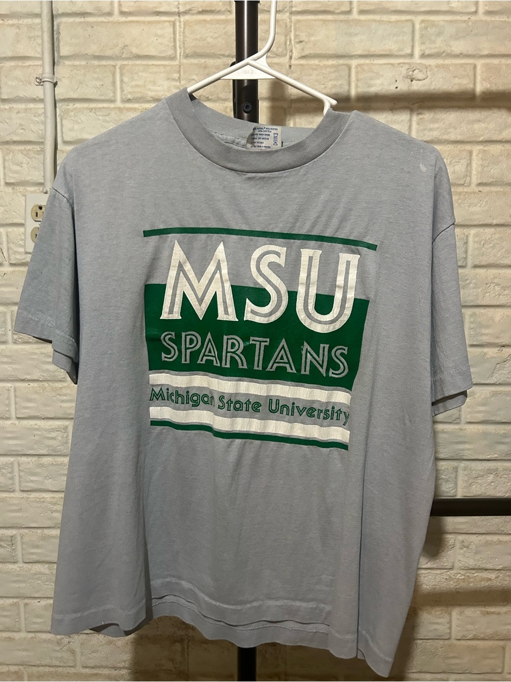 Michigan State University MSU Spartans Graphic Tee - Light Gray & Green